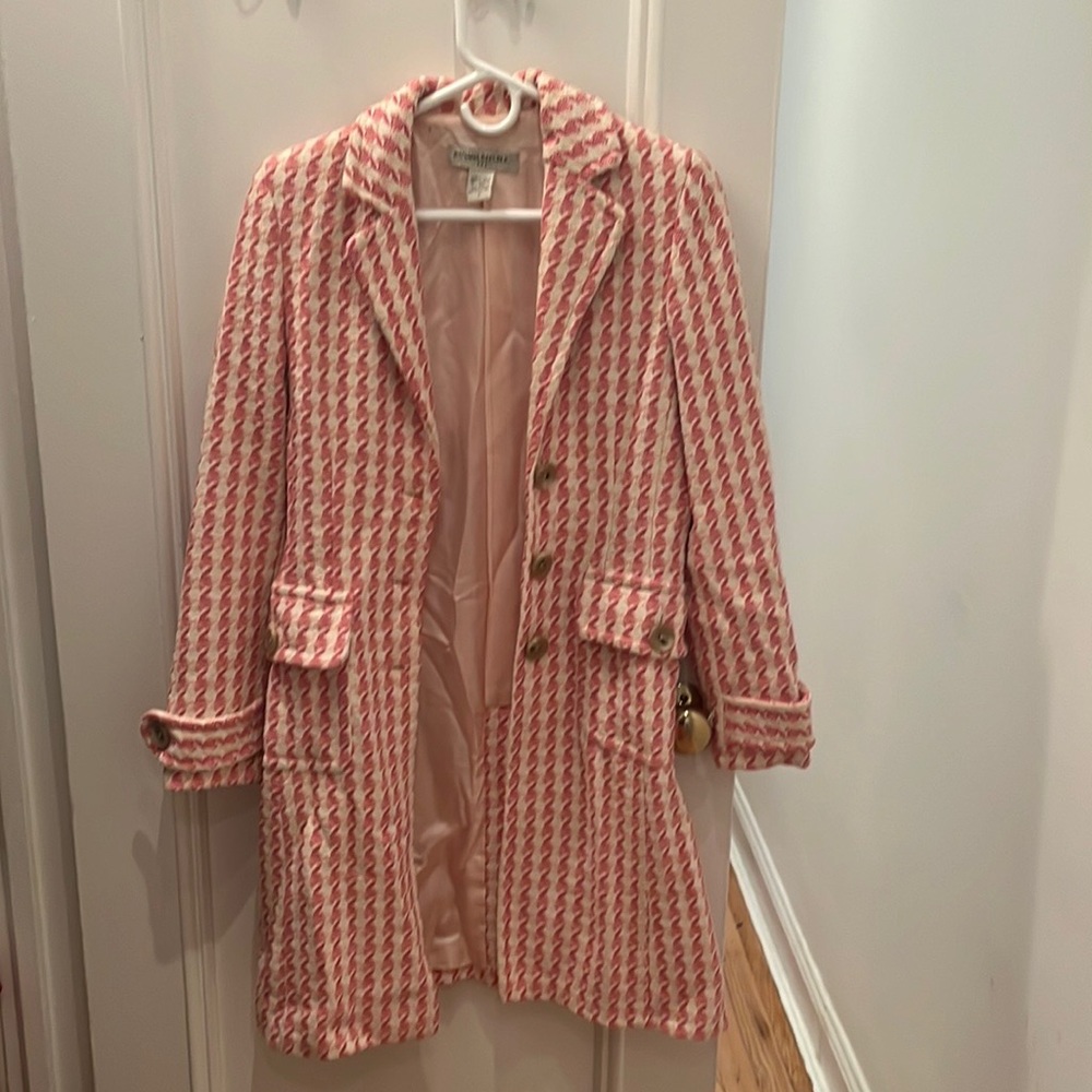 Banana Republic Pink Houndstooth coat size S